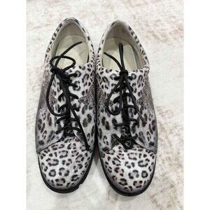 Icon Shoes Wearable Art Snow Leopard Blue Eyes Leather Oxford Sneakers 10